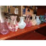 Eight Caithness style glass vases - mottled, irredescent, coloured, etc. (8)