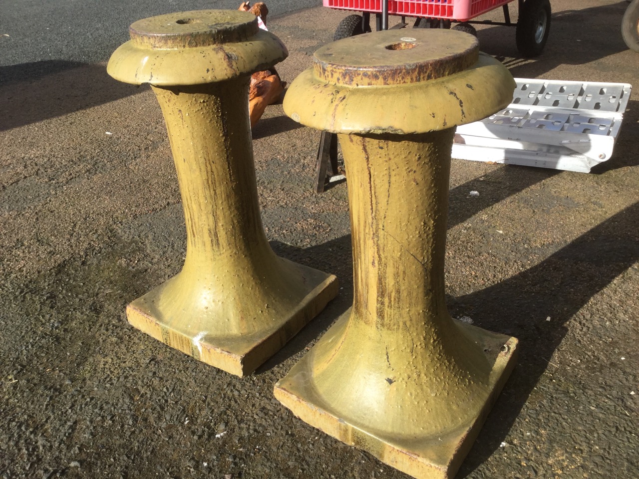 A pair of glazed nineteenth century stoneware pedestals