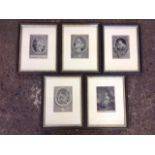 A set of five nineteenth century French style prints depicting ladies, mounted & framed. (5)