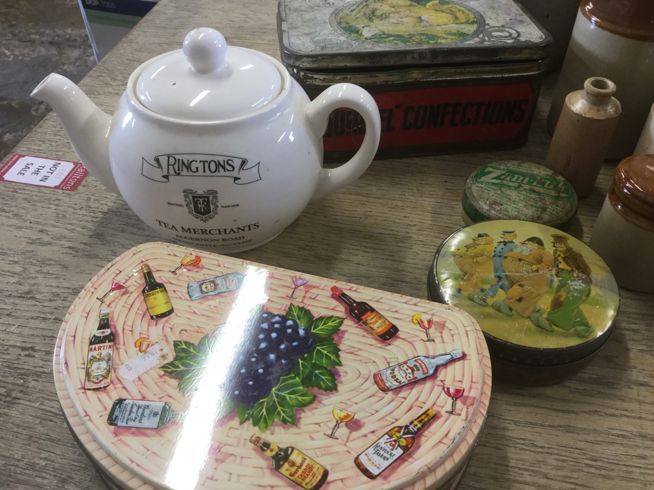 Miscellaneous stoneware & tins including storage jars, salt glazed, a large Ringtons teapot, a - Image 3 of 3