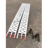 A pair of aluminium folding quad ramps; and a set of Cougar axel stands/jacks. (2)