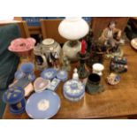 Miscellaneous ceramics including a collection of Wedwood jasperware, studio pottery, a Gouda