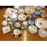 An Old Coalport floral tea set; and other teacups & saucers including Victorian, gaudy welsh,