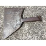 An unusual heavy hand axe with shaped forged blade and tapering handle.