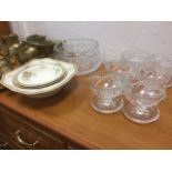 A cut glass bowl with a set of six Edinburgh crystal sundae dishes on saucer bases; a Johnsons