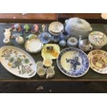 Miscellaneous ceramics including a large Spode game pie dish & cover, Portmeirion, blue Wedgwood