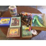 Miscellaneous childrens toys & games including a boxed Bayko building set, two boxed wood jigsaws, a