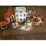 Miscellaneous dolls houses and furnishings, mainly by Epoch, vehicles, a cabin cruiser, etc. (A