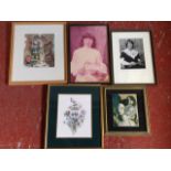 Five miscellaneous framed prints, photos, etc., including a Luck Orleons gate lithograph. (5)