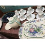 Miscellaneous ceramics including a Porthmadog ashet, a Susie Cooper teapot & cover, an eight piece