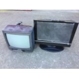 A Goodmans flat screen TV; and a Samsung portable telly. (2)
