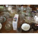 Miscellaneous glass including Pyrex, serving dishes, measuring jugs, bottles, a spaghetti vase,