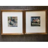 Melville Brotherston, pastel, a pair, study of cockerels, titled to versos, signed & dated,