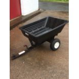 A rectangular Agri-fab trailer, the barrow towbar on axel with extending tow bar.