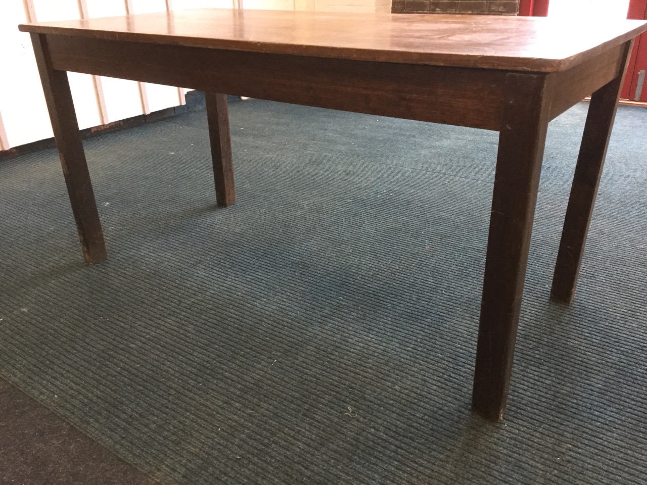 A solid rectangular hardwood dining table, the top on square column legs. - Image 2 of 3