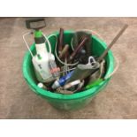 A pair of Garden trugs containing garden tools - shears, gloves, trowels, etc. (A lot)