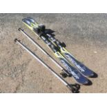 A pair of Fischer World Cup aircarbon titanium skis & sticks, in carry-case holdall. (2)