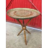 A circular Victorian benares tray-top table