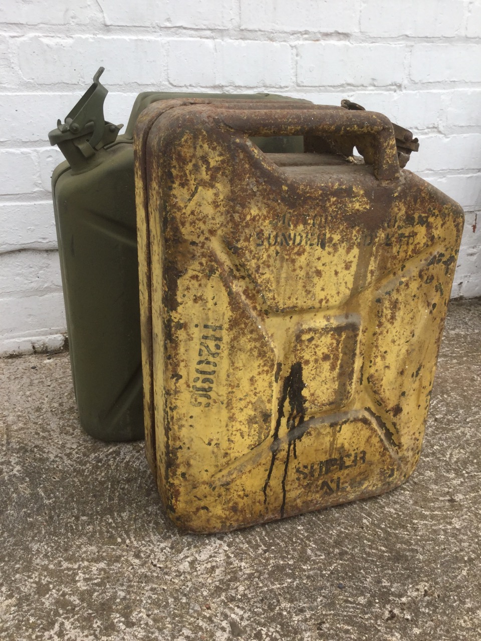 Two rectangular jerry cans, dated 1945 & 1991. (2) - Image 2 of 3