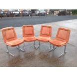 A set of four 60s dining chairs, with corduroy upholstered backs & seats with panelled cushions