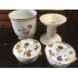 A pair of Royal Worcester Evesham pattern tureens & covers; a blanc de chine ham stand; and a large