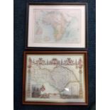 A framed antique style map of Yorkshire; and a Bartholomew map of Africa - framed. (2)