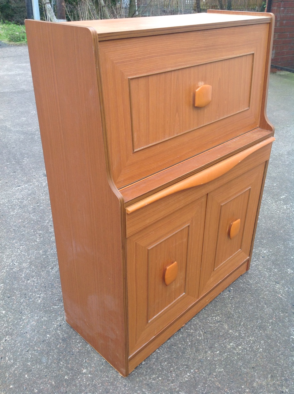 A 70s teak bureau with panelled fallfront - Image 2 of 3