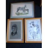 Two framed pencil, chalk & charcoal head studies, both signed & dated 1980, framed; and a signed