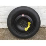 An unused Jaguar X-type wheel, fitted with Pirelli spare tyre.
