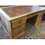 A large pine & oak desk