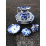 A Victorian Staffordshire blue & white wash set by Albion Pottery, decorated in the Japonais