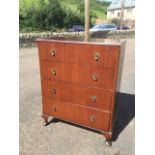 A mahogany chest of drawers