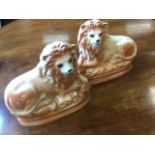 A pair of nineteenth century Scottish pottery lions