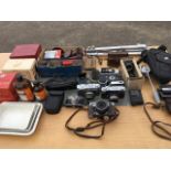 A collection of photographic and dark room equipment