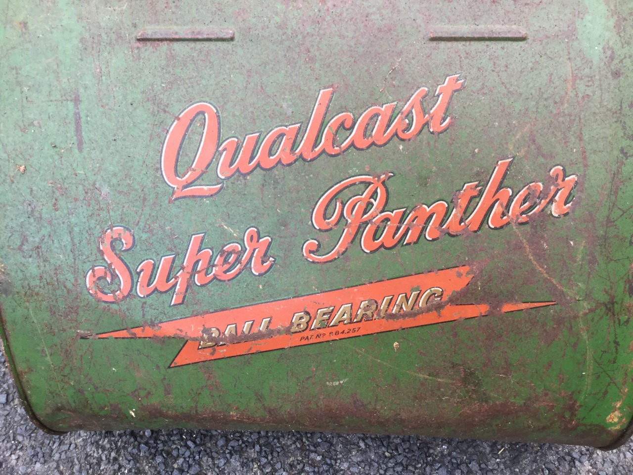 A Qualcast Super Panther push-along lawnmower with wood rollers, grassbox, angled handles, etc. - Image 2 of 3