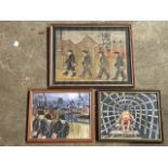 Horsfield, three framed watercolour studies of miners, signed & dated. (3)