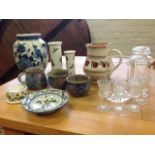 Miscellaneous ceramics & glass including studio pottery