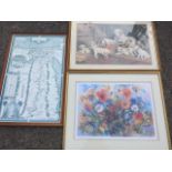 Margaret Lungi, a signed gilt framed print of poppies