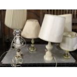 Six miscellaneous tablelamps with shades