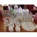 Miscellaneous glass, including four cut glass perfume bottles & stoppers