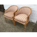 A pair of upholstered armchairs