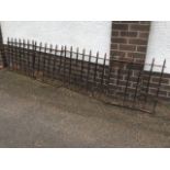 A set of cast iron railings with square columns and spear finilas - approx 10ft run.