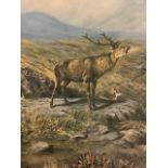 C Stanely Todd, Scottish coloured print, stag and deer