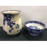 A Doulton Burslem blue & white planter; and a blue & white Wedgwood bowl with Chinese scenes