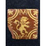 A seventeenth century encaustic medieval terracotta tile slip