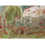 Emmanuel Levy, pastel landscape with fence