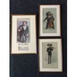 Three framed Vanity Fair Spy cartoon prints