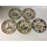 A set of four Masons ironstone Christmas rack plates showing Canterbury, Ely, Durham and Wells