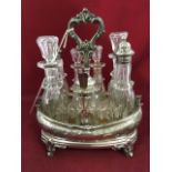 A nineteenth century cruet stand with seven original bottles