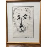 Arnold Daghani, pen & ink, head of a bearded man,